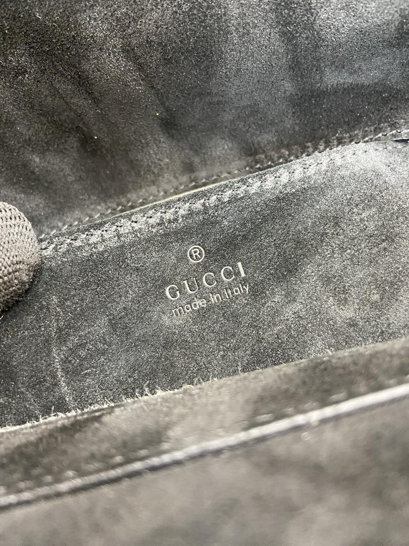 Gucci 857362 Large Shoulder With Chain Bag Suede Black GG
