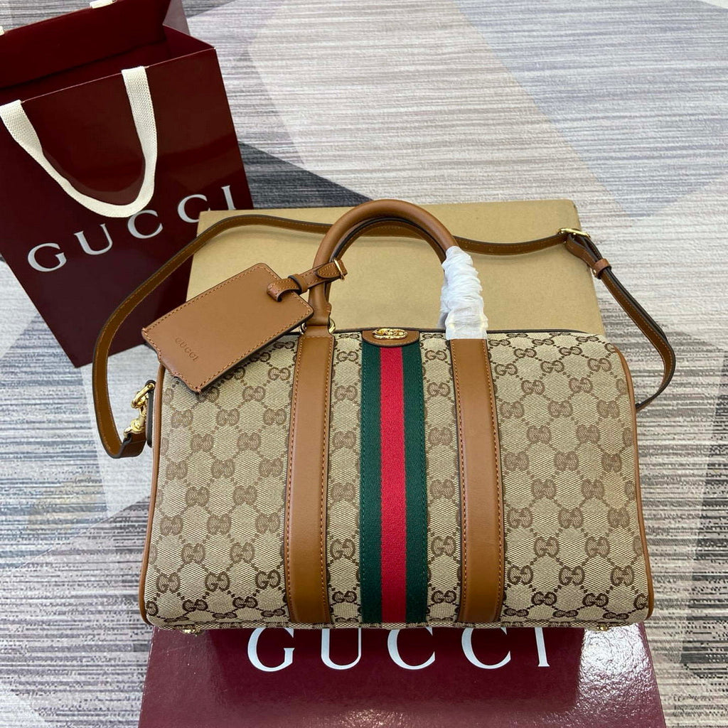 Gucci 857595 Ophidia Medium Boston Bag Brown