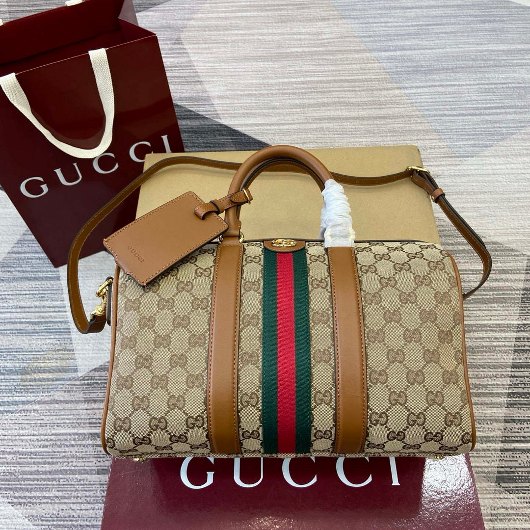 Gucci 857595 Ophidia Medium Boston Bag Brown