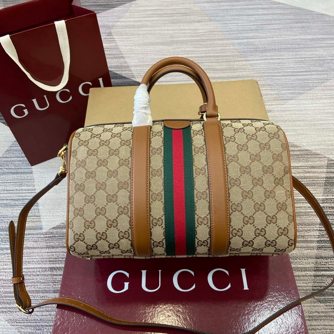 Gucci 857595 Ophidia Medium Boston Bag Brown