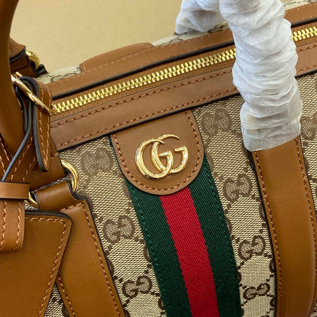 Gucci 857595 Ophidia Medium Boston Bag Brown