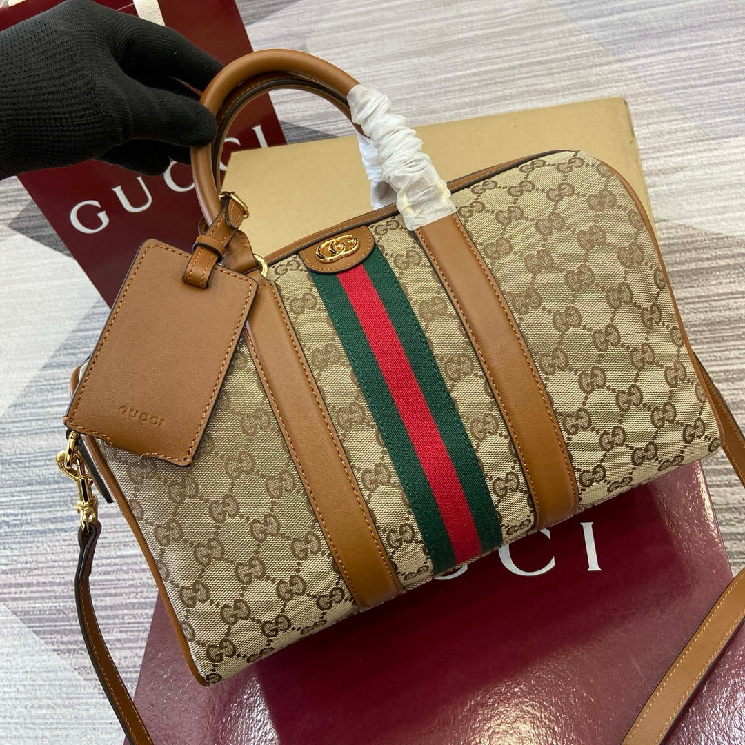 Gucci 857595 Ophidia Medium Boston Bag Brown