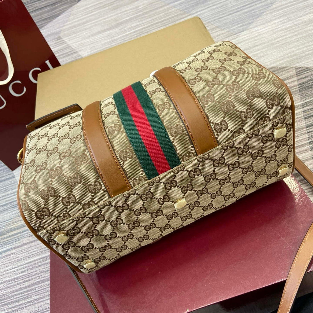 Gucci 857595 Ophidia Medium Boston Bag Brown