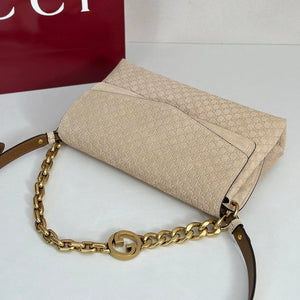 Gucci 857622 Medium Shoulder Bag Suede Beige GG - Default Title - View 6