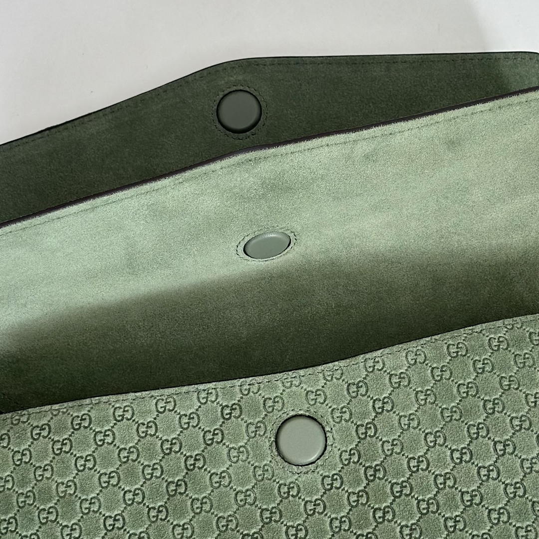 Gucci 857622 Medium Shoulder Bag Suede Green GG