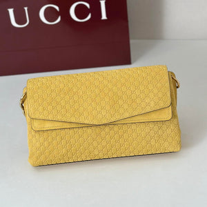 Gucci 857622 Medium Shoulder Bag Suede Yellow GG - Default Title - View 5