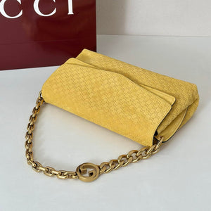 Gucci 857622 Medium Shoulder Bag Suede Yellow GG - Default Title - View 6
