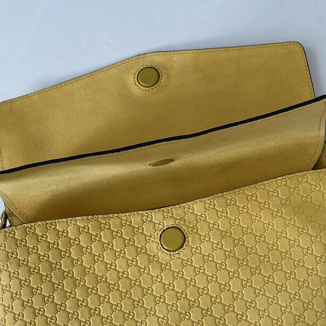 Gucci 857622 Medium Shoulder Bag Suede Yellow GG