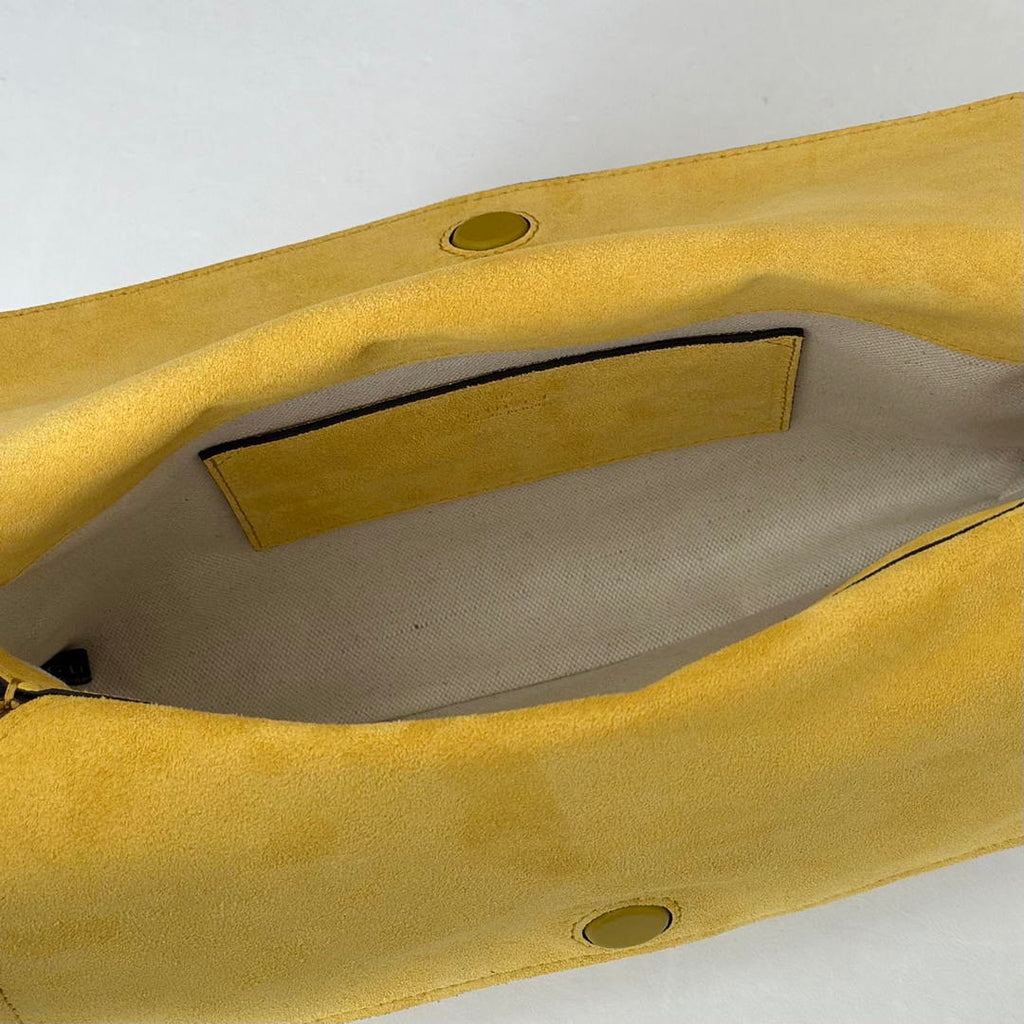 Gucci 857622 Medium Shoulder Bag Suede Yellow GG