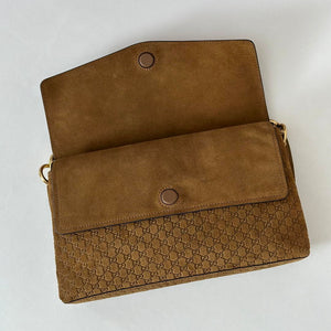 Gucci 857622 Medium Shoulder Bag Suede Brown GG - Default Title - View 7