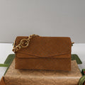Gucci 857622 Medium Shoulder Bag Suede Dark BROWN GG - Default Title - View 1