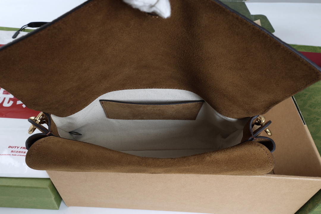 Gucci 857622 Medium Shoulder Bag Suede Dark BROWN GG