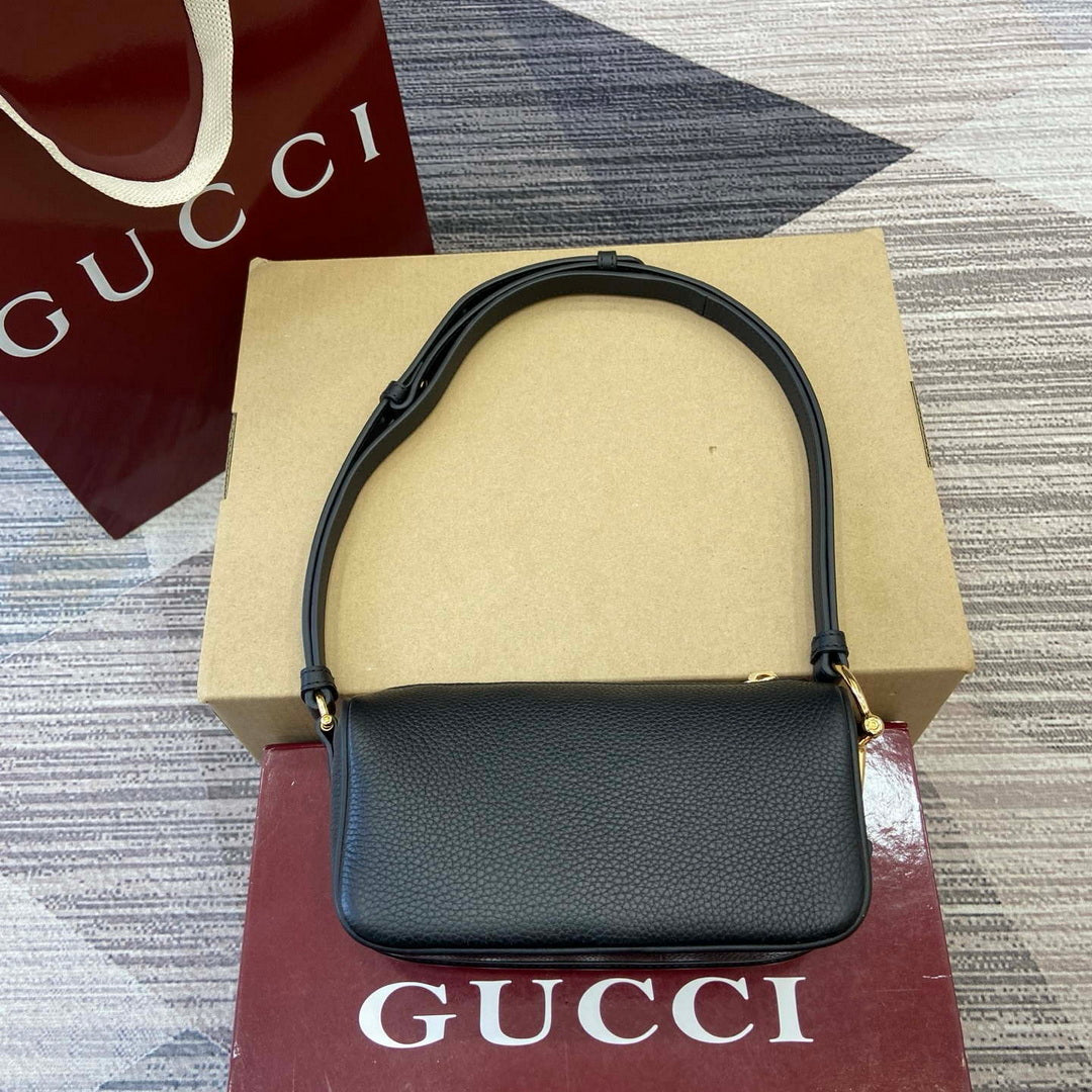 Gucci 860784 Gucci Half Horsebit Mini Bag Black soft grainy leather
