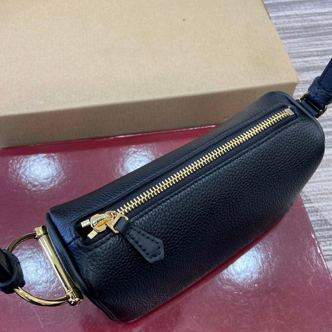 Gucci 860784 Gucci Half Horsebit Mini Bag Black soft grainy leather