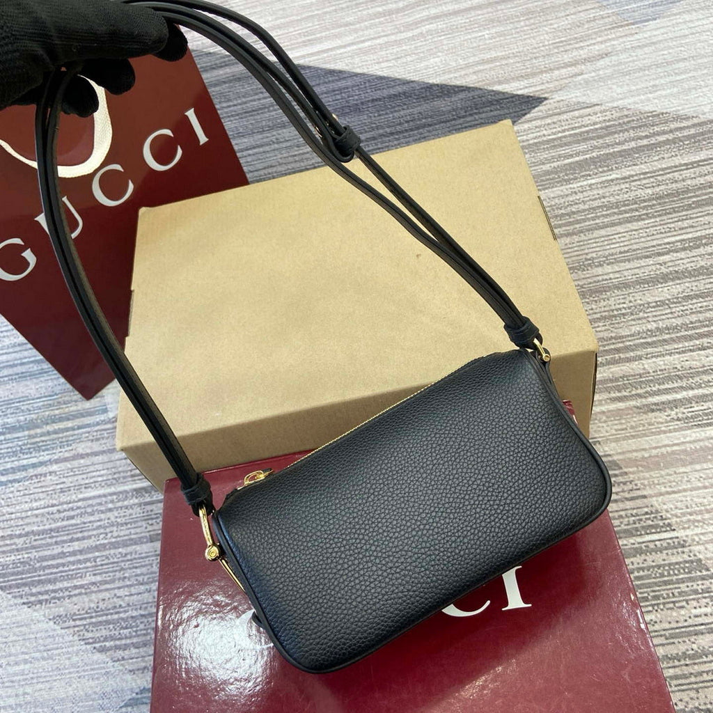 Gucci 860784 Gucci Half Horsebit Mini Bag Black soft grainy leather