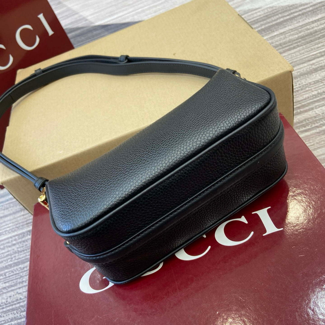 Gucci 860784 Gucci Half Horsebit Mini Bag Black soft grainy leather
