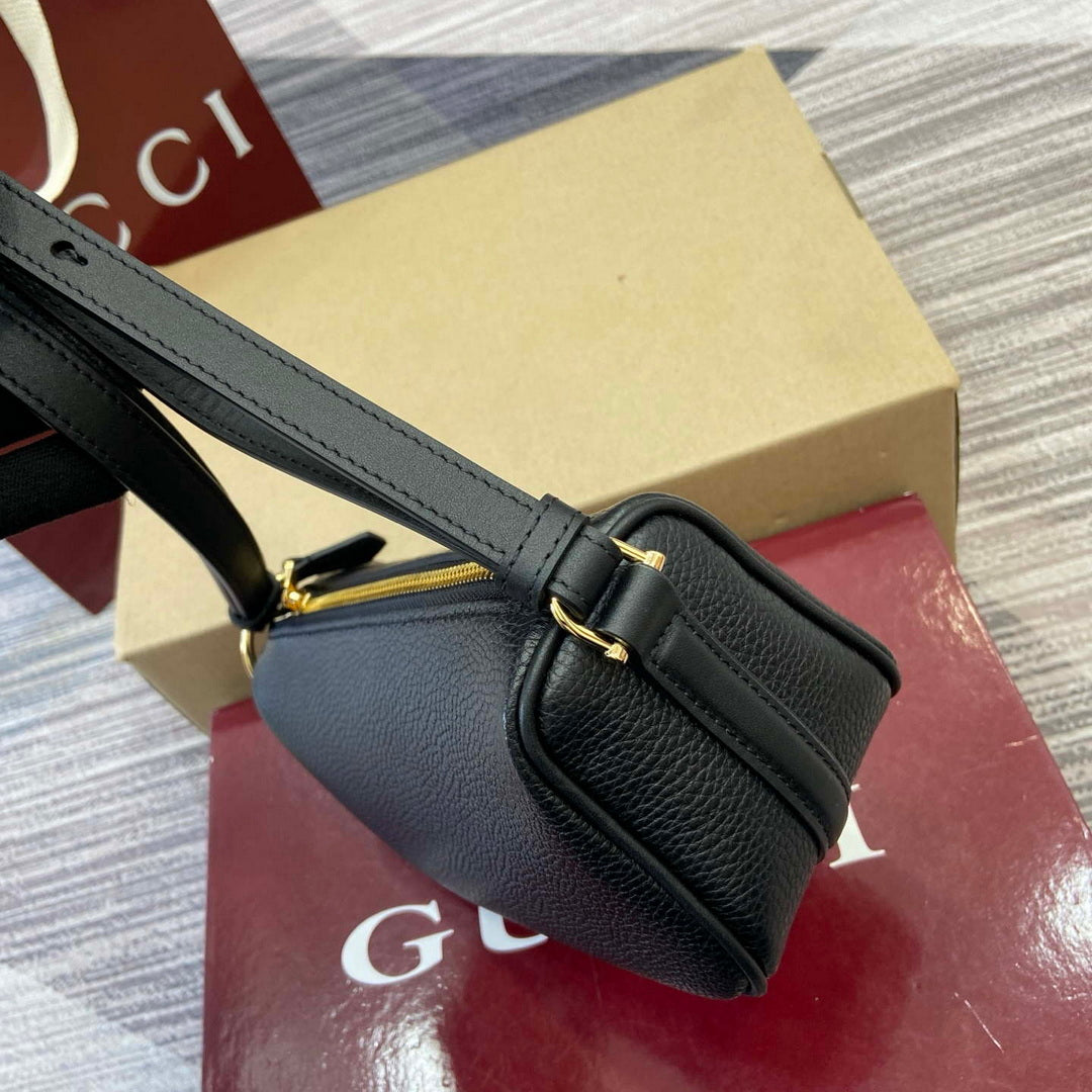 Gucci 860784 Gucci Half Horsebit Mini Bag Black soft grainy leather