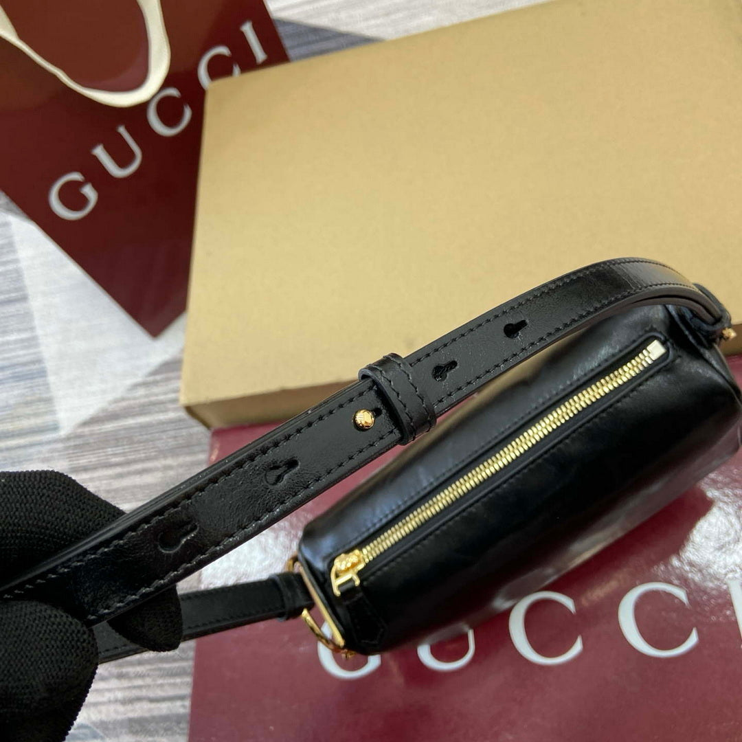 Gucci 860784 Gucci Half Horsebit Mini Shoulder Bag Black