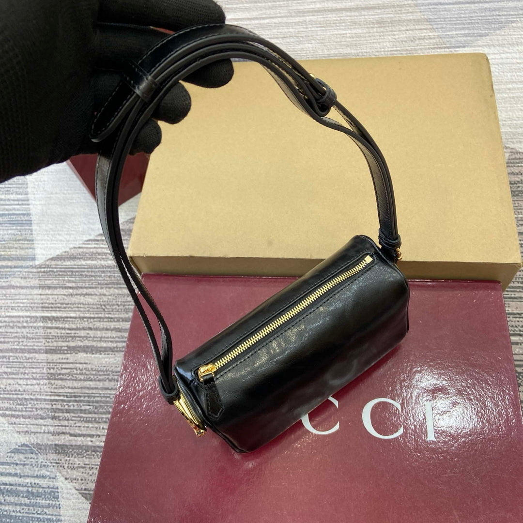 Gucci 860784 Gucci Half Horsebit Mini Shoulder Bag Black