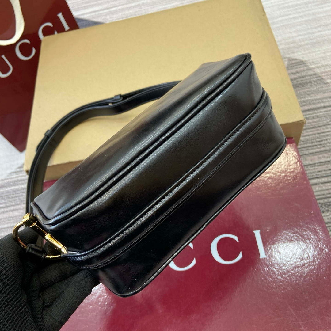 Gucci 860784 Gucci Half Horsebit Mini Shoulder Bag Black