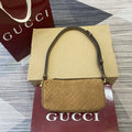 Gucci 860784 Gucci Half Horsebit Mini Shoulder Bag Brown GG Suede