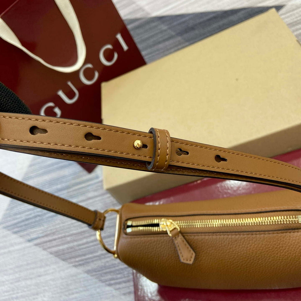 Gucci 860784 Gucci Half Horsebit Mini Shoulder Bag Brown Leather