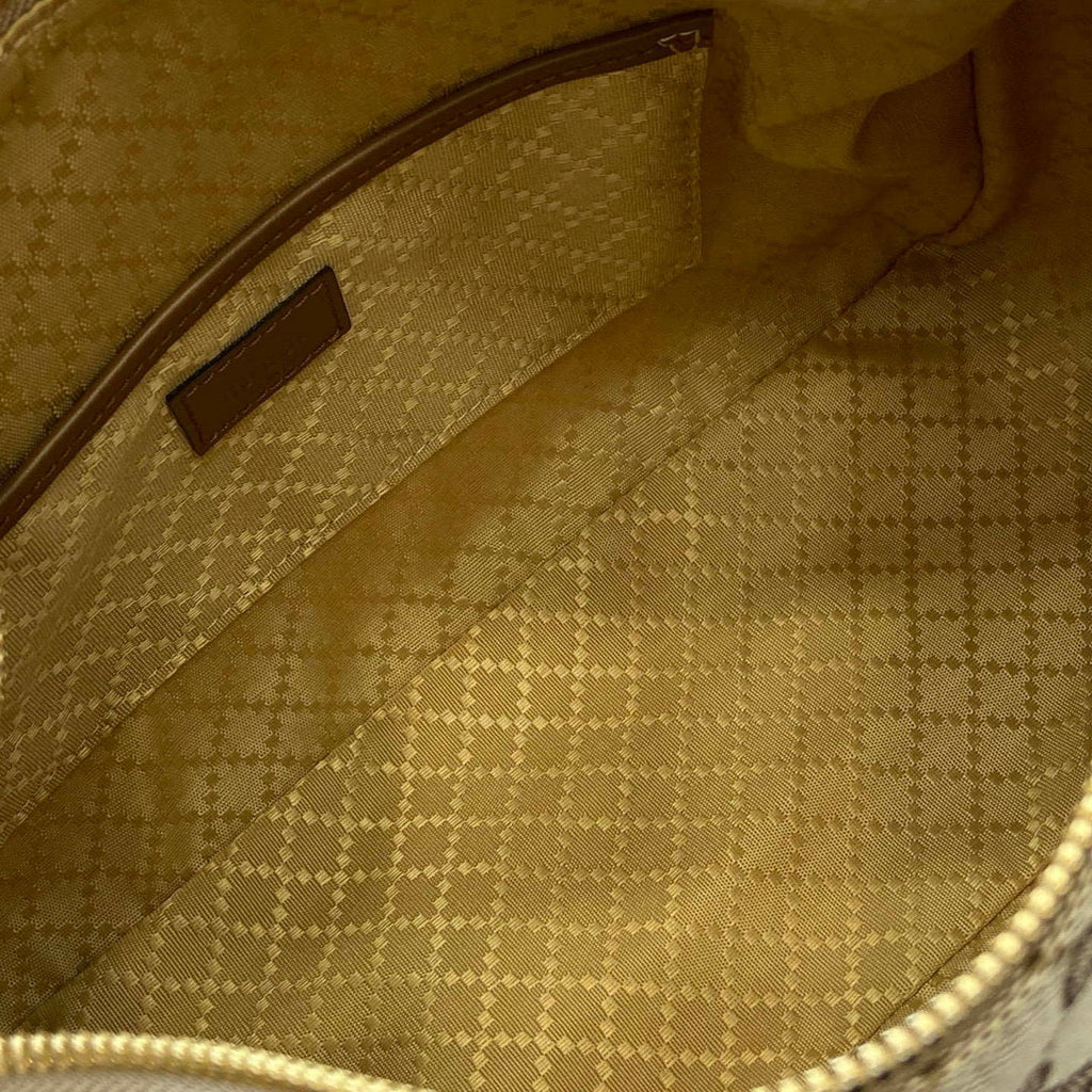 Gucci 860787 Gucci Half Horsebit Medium Shoulder Bag Beige GG canvas
