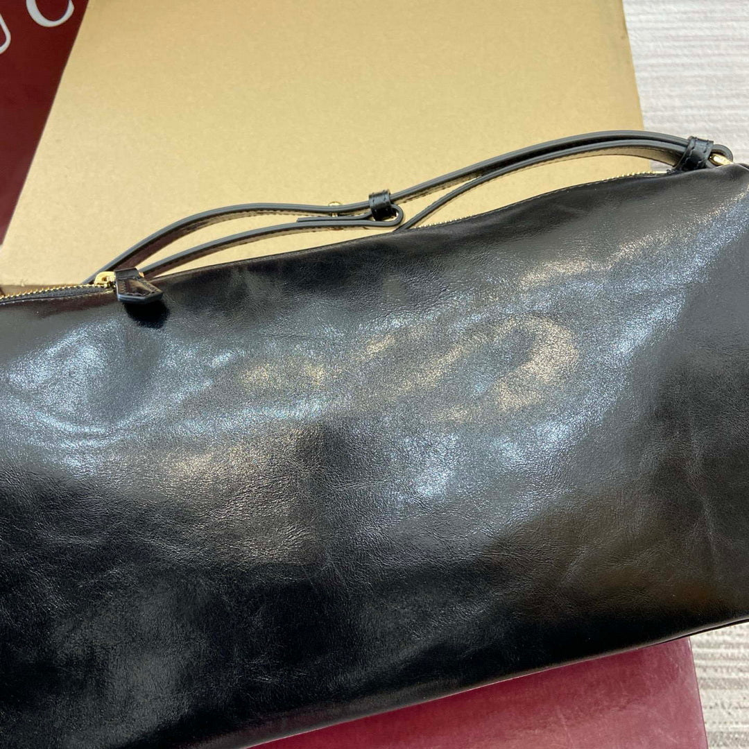 Gucci 860787 Gucci Half Horsebit Medium Shoulder Bag Black