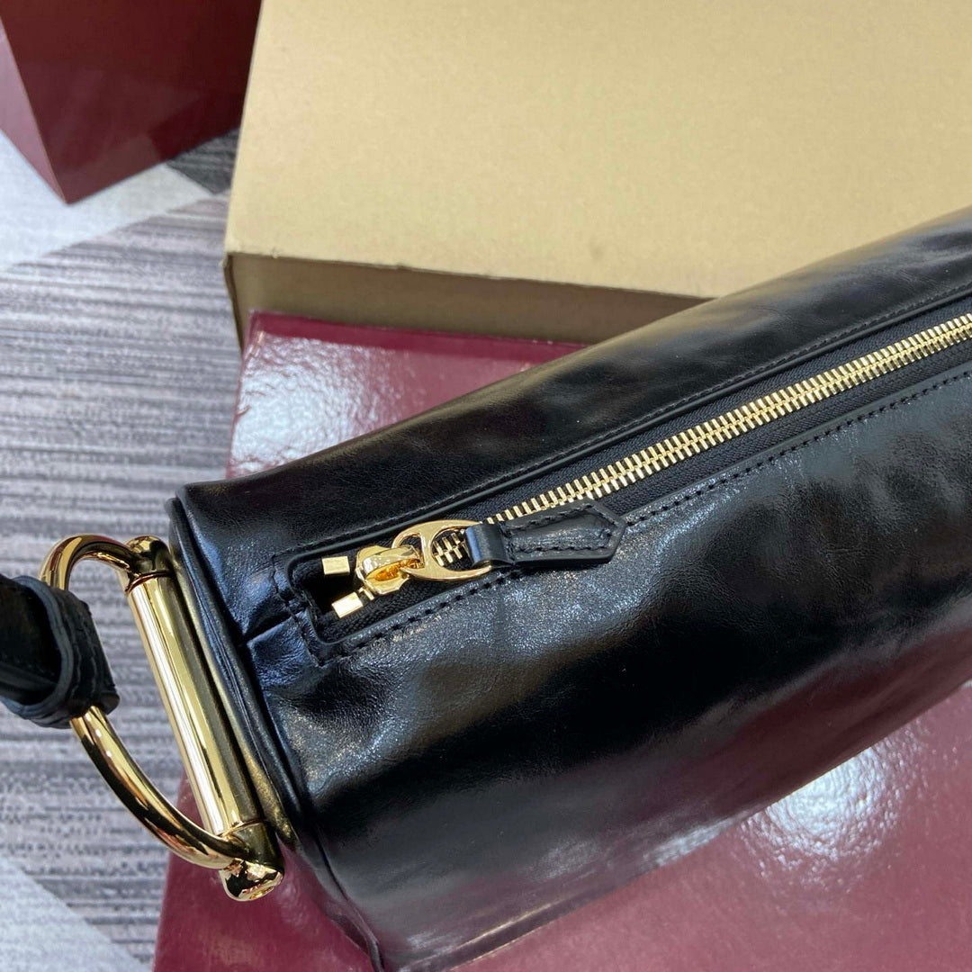 Gucci 860787 Gucci Half Horsebit Medium Shoulder Bag Black