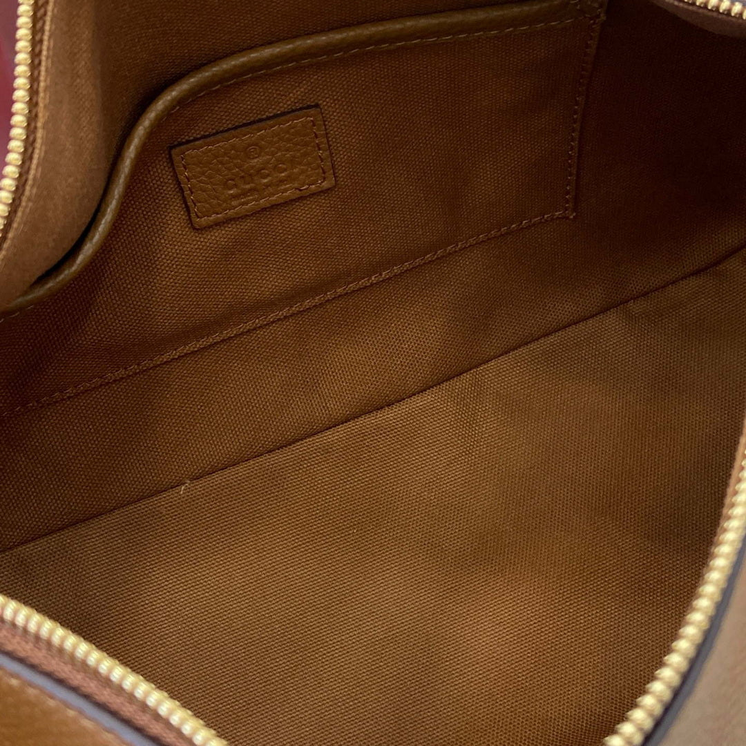 Gucci 860787 Gucci Half Horsebit Medium Shoulder Bag Brown soft grainy leather