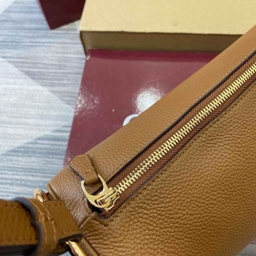 Gucci 860787 Gucci Half Horsebit Medium Shoulder Bag Brown soft grainy leather