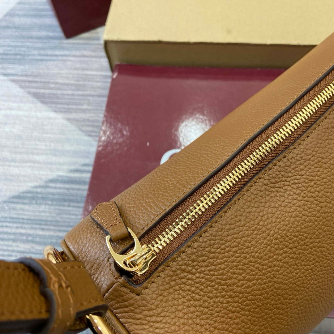 Gucci 860787 Gucci Half Horsebit Medium Shoulder Bag Brown soft grainy leather