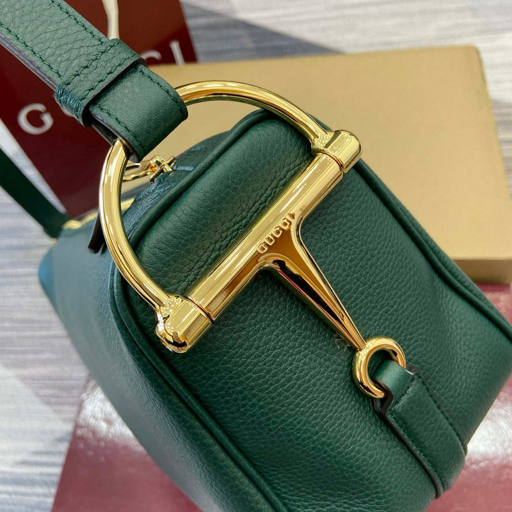 Gucci 860787 Gucci Half Horsebit Medium Shoulder Bag Green