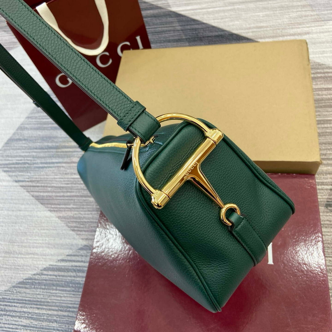 Gucci 860787 Gucci Half Horsebit Medium Shoulder Bag Green