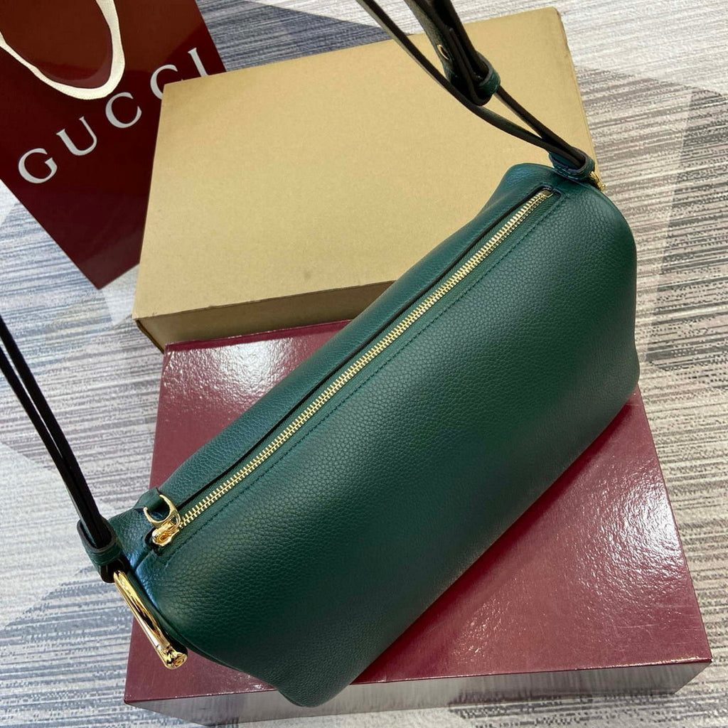 Gucci 860787 Gucci Half Horsebit Medium Shoulder Bag Green