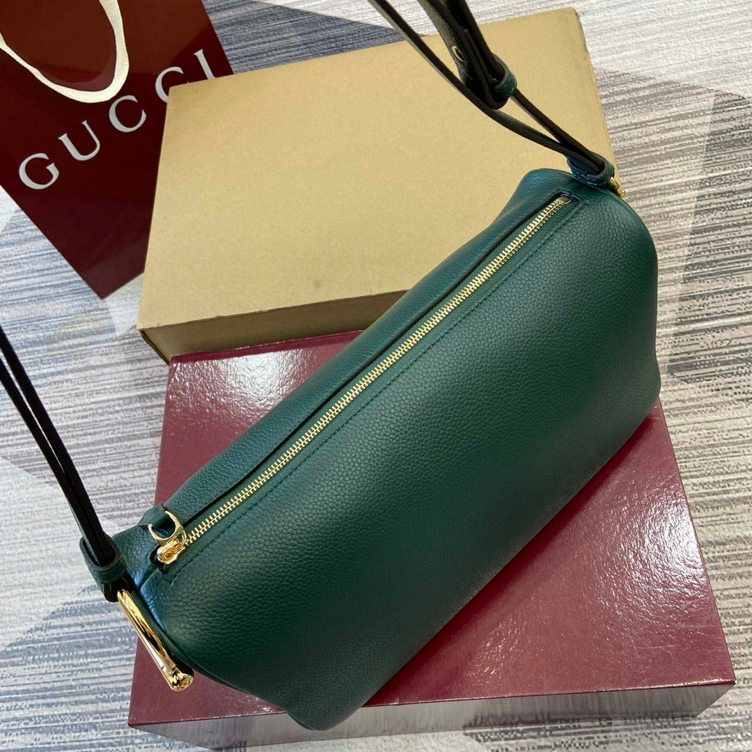 Gucci 860787 Gucci Half Horsebit Medium Shoulder Bag Green