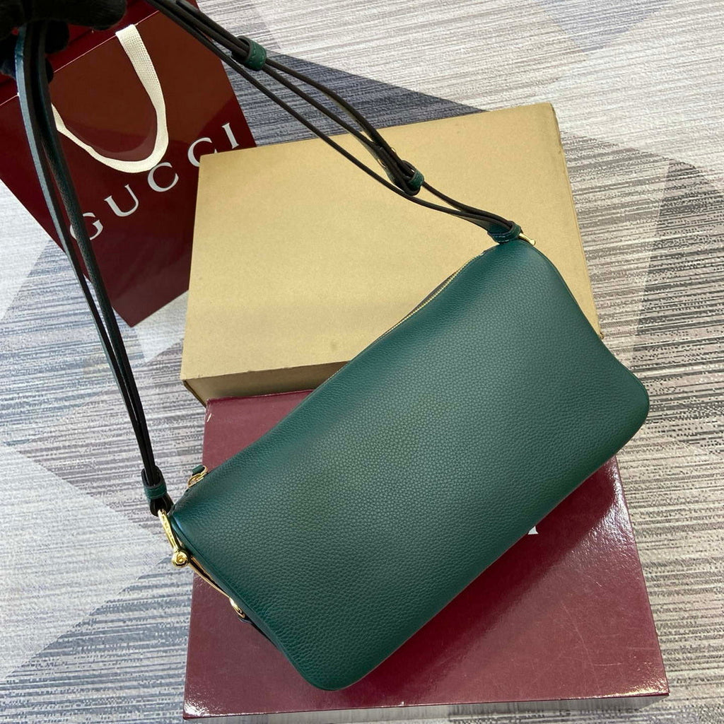 Gucci 860787 Gucci Half Horsebit Medium Shoulder Bag Green