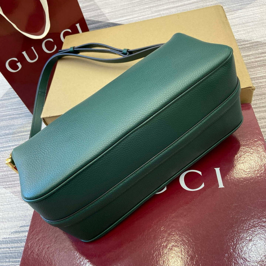 Gucci 860787 Gucci Half Horsebit Medium Shoulder Bag Green