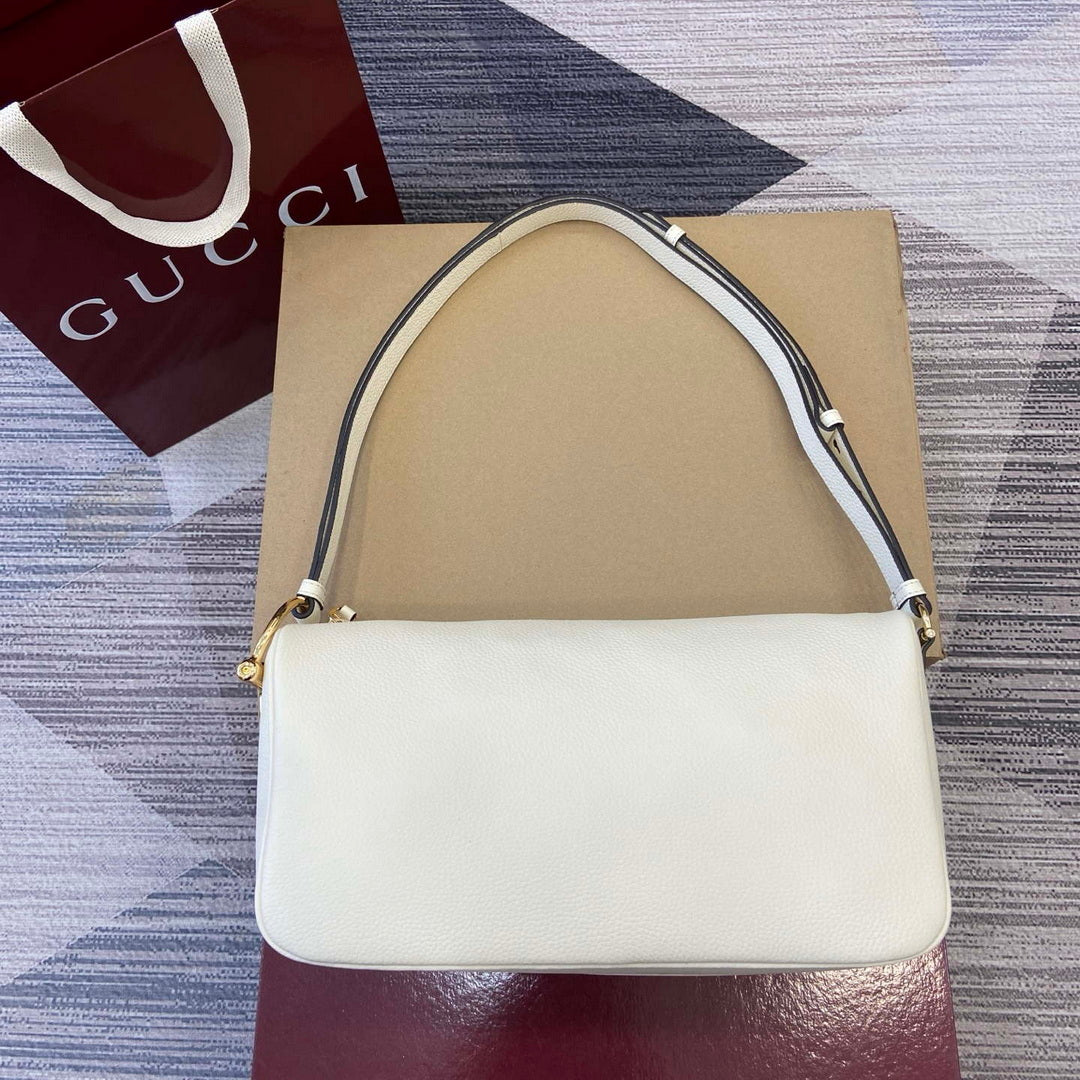 Gucci 860787 Gucci Half Horsebit Medium Shoulder Bag Ivory