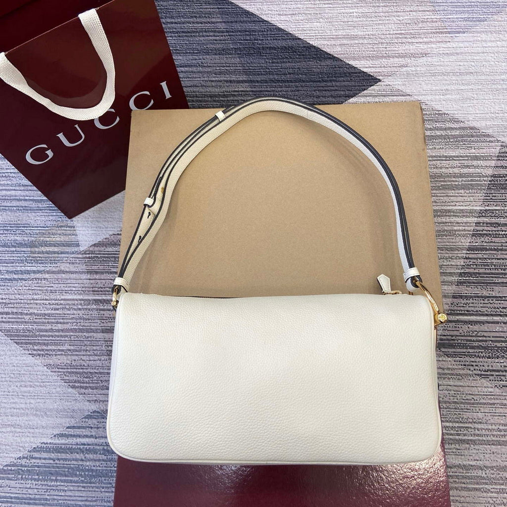 Gucci 860787 Gucci Half Horsebit Medium Shoulder Bag Ivory