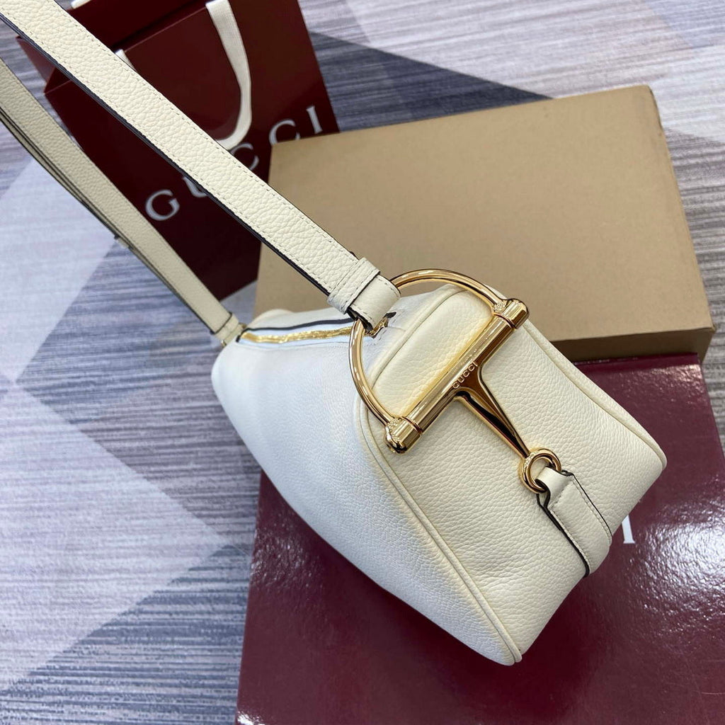 Gucci 860787 Gucci Half Horsebit Medium Shoulder Bag Ivory