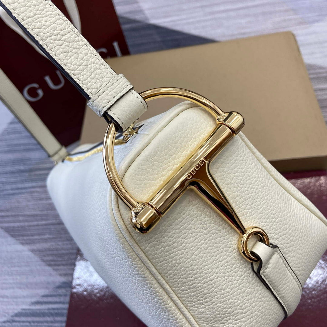 Gucci 860787 Gucci Half Horsebit Medium Shoulder Bag Ivory