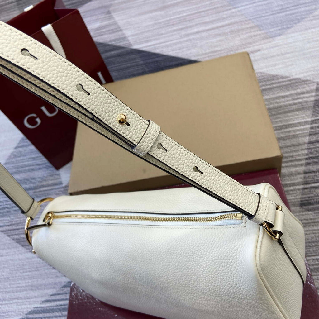 Gucci 860787 Gucci Half Horsebit Medium Shoulder Bag Ivory