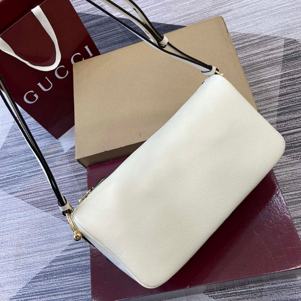 Gucci 860787 Gucci Half Horsebit Medium Shoulder Bag Ivory