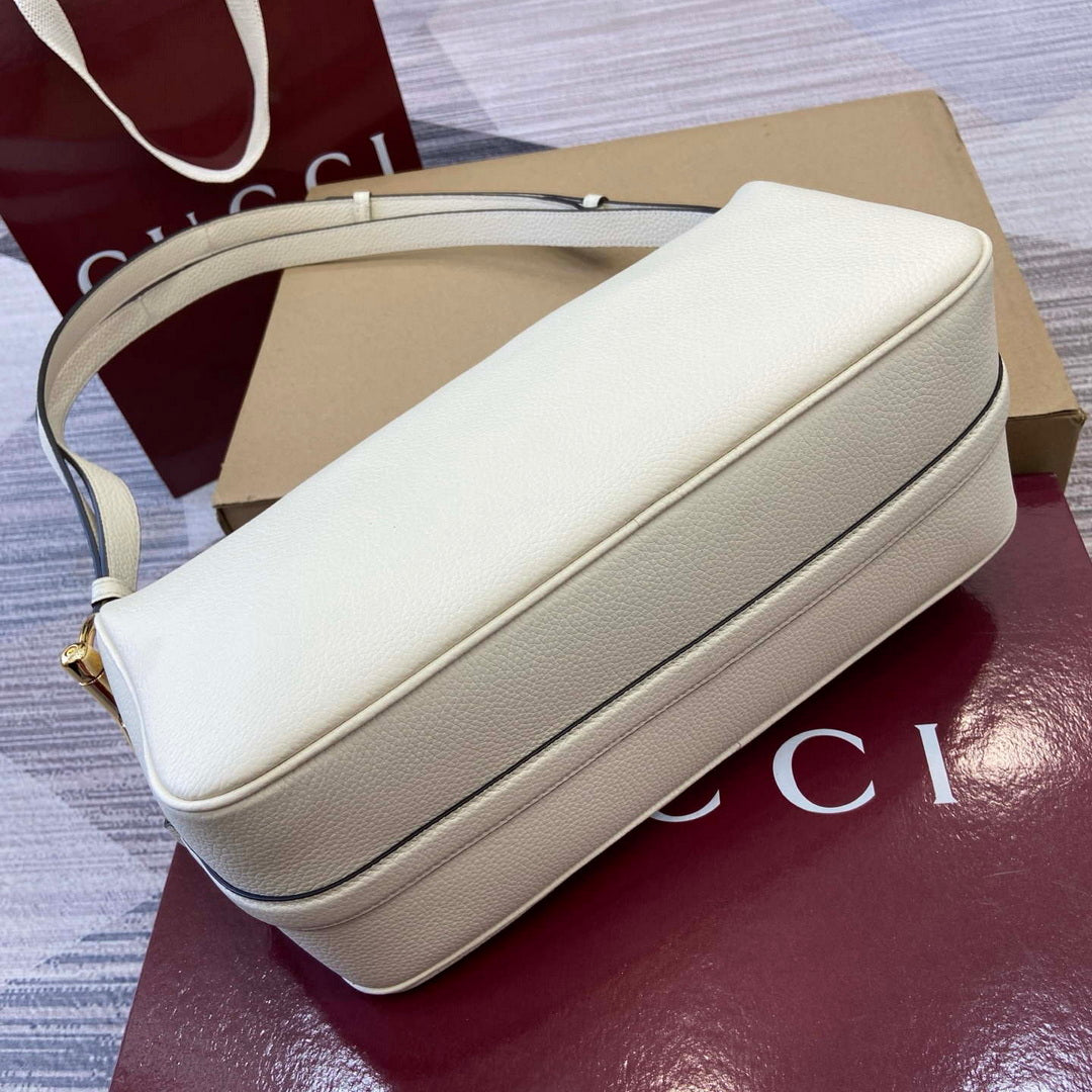 Gucci 860787 Gucci Half Horsebit Medium Shoulder Bag Ivory