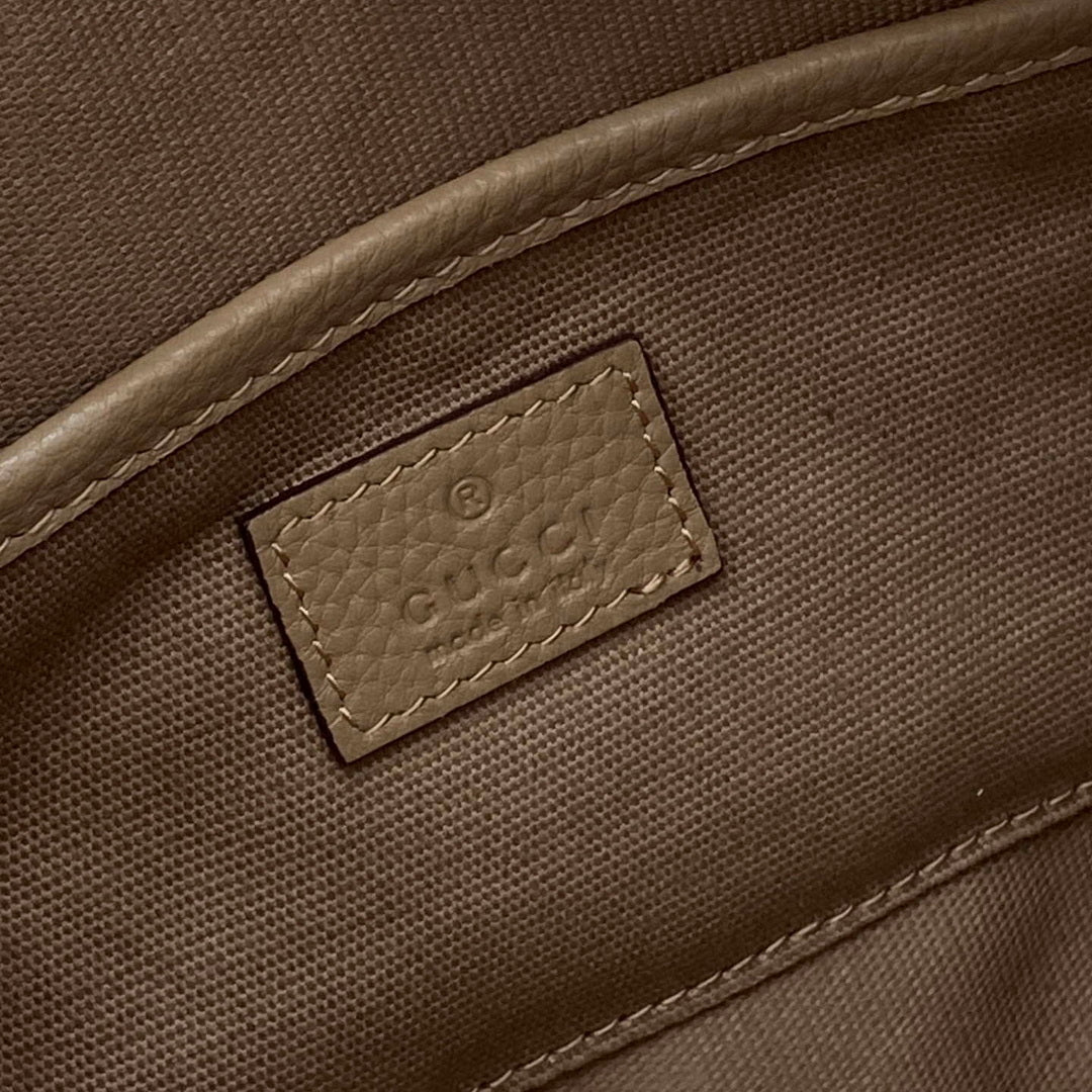 Gucci 860787 Gucci Half Horsebit Medium Shoulder Bag Taupe soft grainy leather