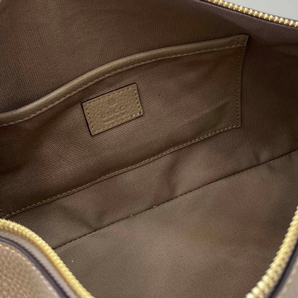 Gucci 860787 Gucci Half Horsebit Medium Shoulder Bag Taupe soft grainy leather