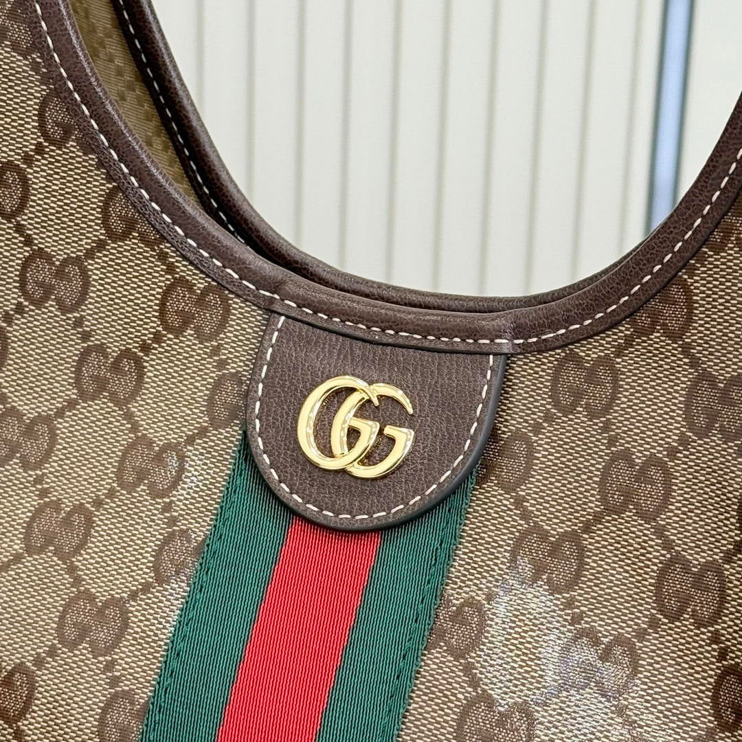 Gucci 860845 Giglio small tote bag Variation sand and brown GG fabric