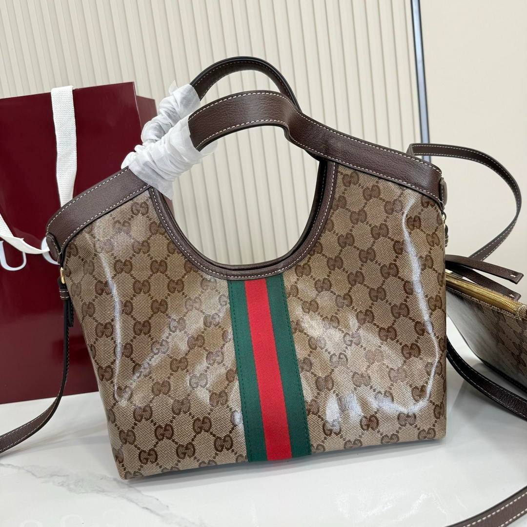 Gucci 860845 Giglio small tote bag Variation sand and brown GG fabric