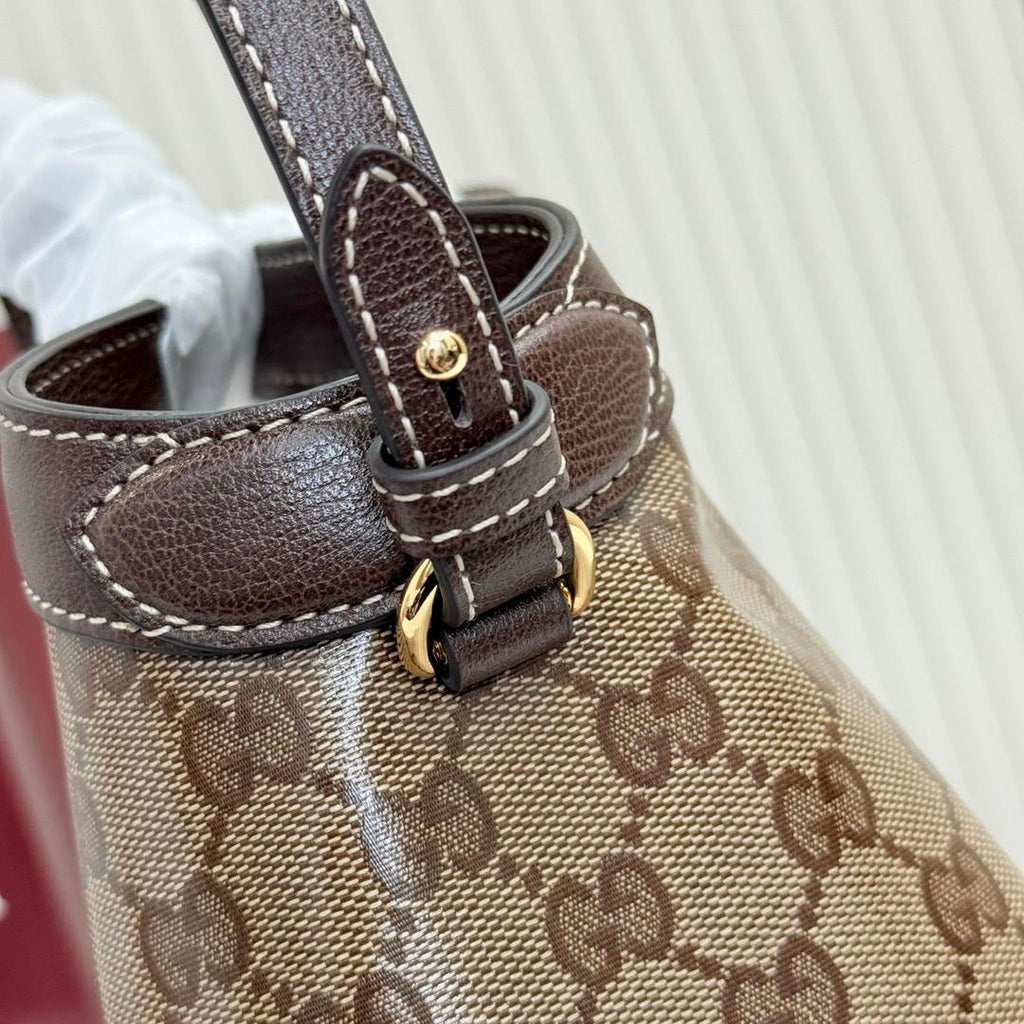 Gucci 860845 Giglio small tote bag Variation sand and brown GG fabric